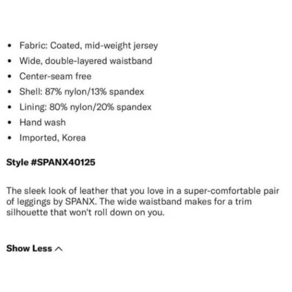 Women's Black Spanx Faux Leather Leggings Size Medium Petite MP - Picture 6 of 6